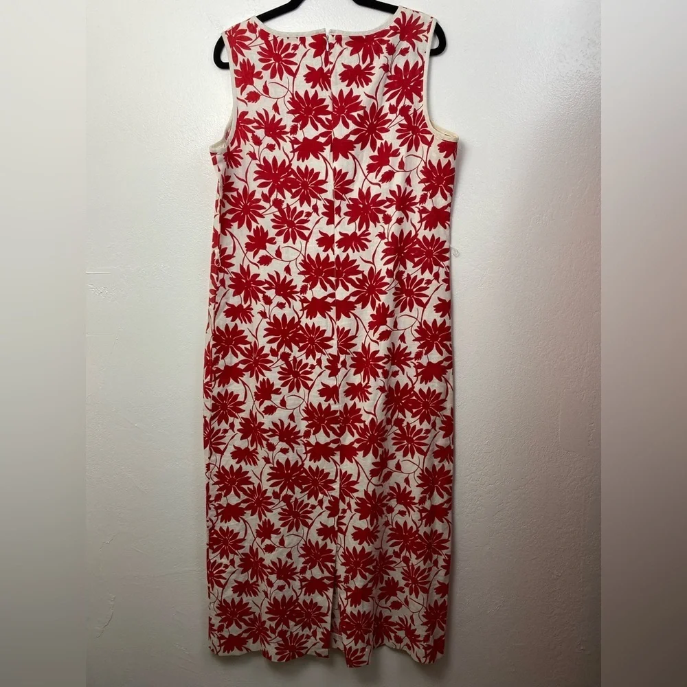 Vintage Linen Blend Vintage Bush Wacker Floral Midi Sleeveless Dress plus 16 - Picture 15 of 15